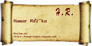 Hamar Réka névjegykártya